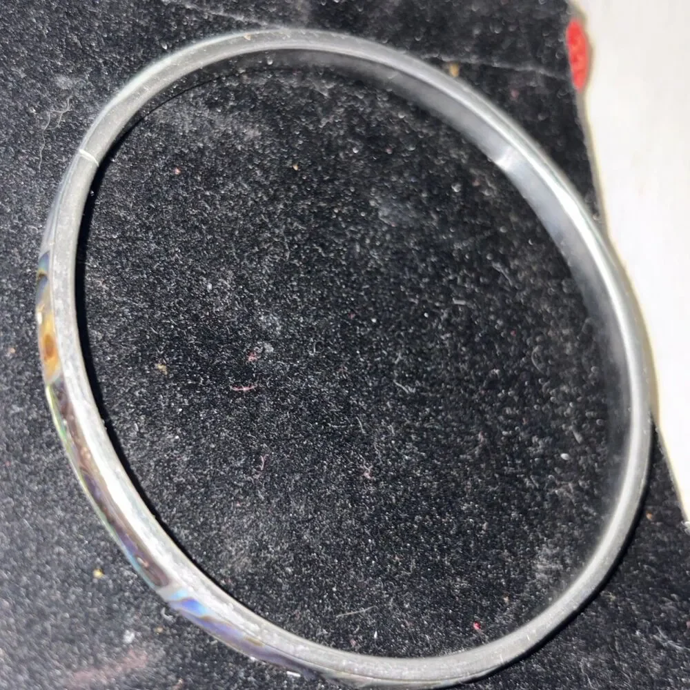 Abalone Shell Stainless Steel Bracelet Bangle 2.5”W, 1/4”T